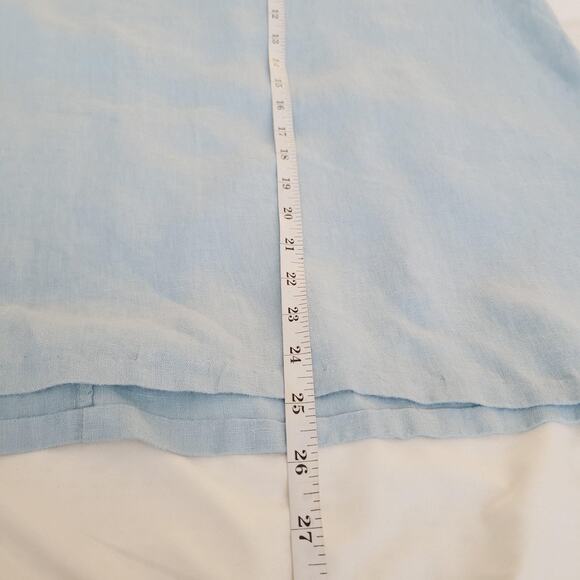 Valentina Naldi Shirt 1X Light Blue Linen Tunic Blouse Lace Trim Asymmetrical - Picture 8 of 10